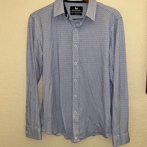 Men’s ButterCloth long sleeve casual shirt blue design size medium regular fit.